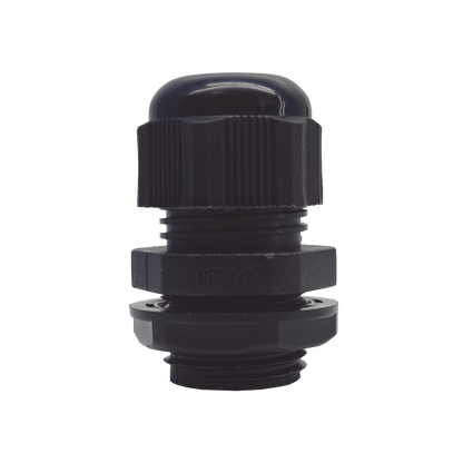 Conector Plástico Negro Tipo Glándula para Rosca NPT 1/2"