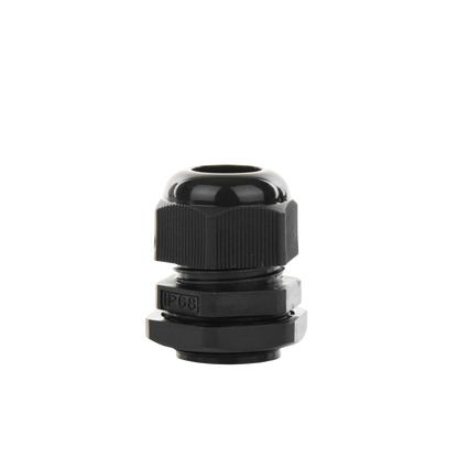 Conector Plástico Negro Tipo Glándula para Cable de 10 a 14 mm de Diámetro.