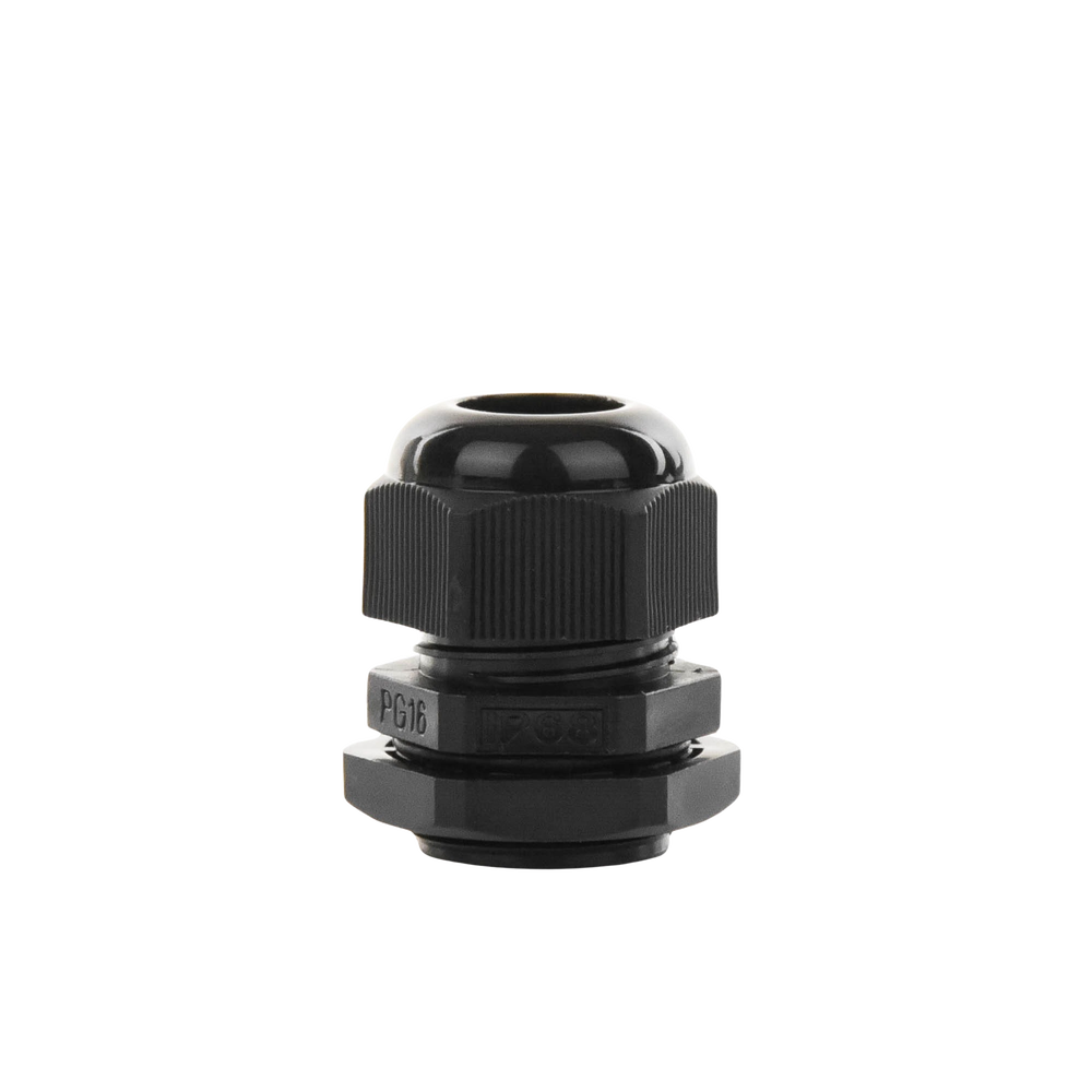 Conector Plástico Negro Tipo Glándula para Cable de 10 a 14 mm de Diámetro.