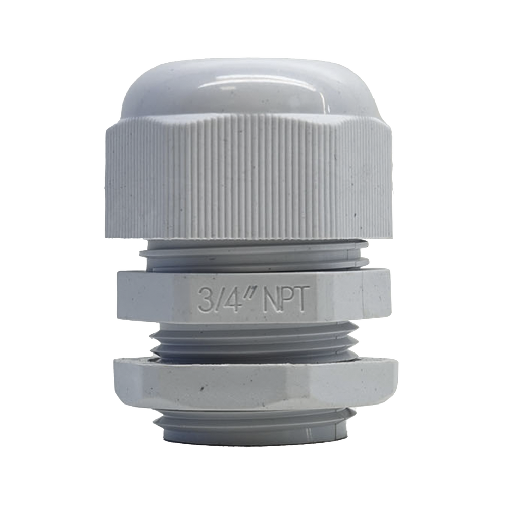 Conector Plástico Blanco Tipo Glándula para Rosca NPT 3/4"