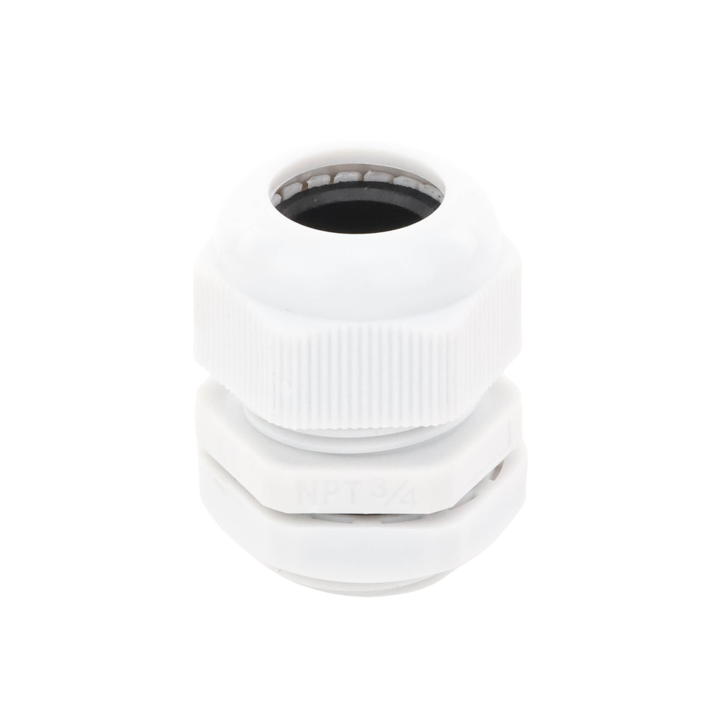 Conector Plástico Blanco Tipo Glándula para Rosca NPT 3/4"