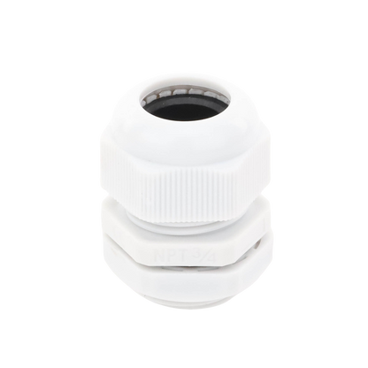 Conector Plástico Blanco Tipo Glándula para Rosca NPT 3/4"