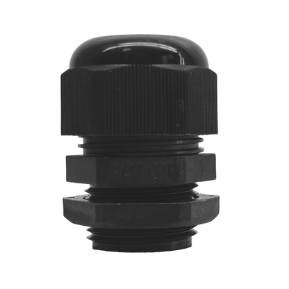 Conector Plástico Negro Tipo Glándula para Rosca NPT 3/4"