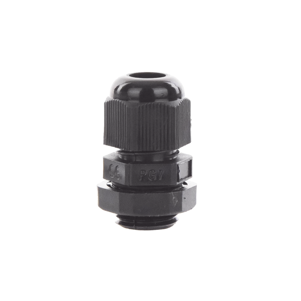 Conector Plástico Negro Tipo Glándula para Cable de 3.5 a 6 mm de Diámetro.