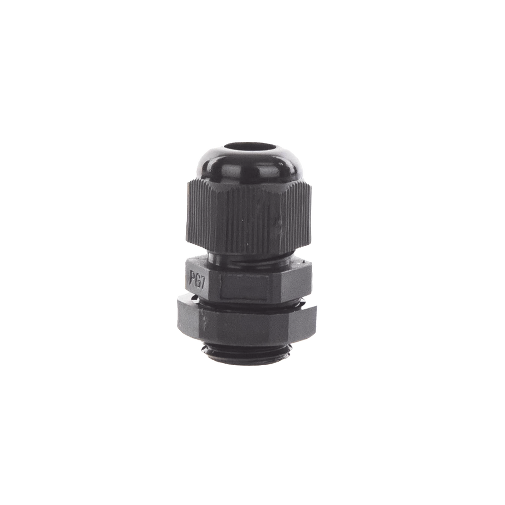 Conector Plástico Negro Tipo Glándula para Cable de 3.5 a 6 mm de Diámetro.