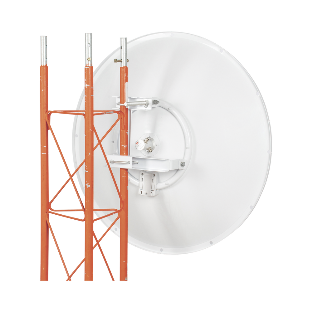 Antena direccional de 3ft, 4.9 a 6.5 GHz, Ganancia 34 dBi, Conectores N-hembra, Polarización doble, incluye montaje para torre o mástil