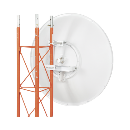 Antena direccional de 3ft, 4.9 a 6.5 GHz, Ganancia 34 dBi, Conectores N-hembra, Polarización doble, incluye montaje para torre o mástil