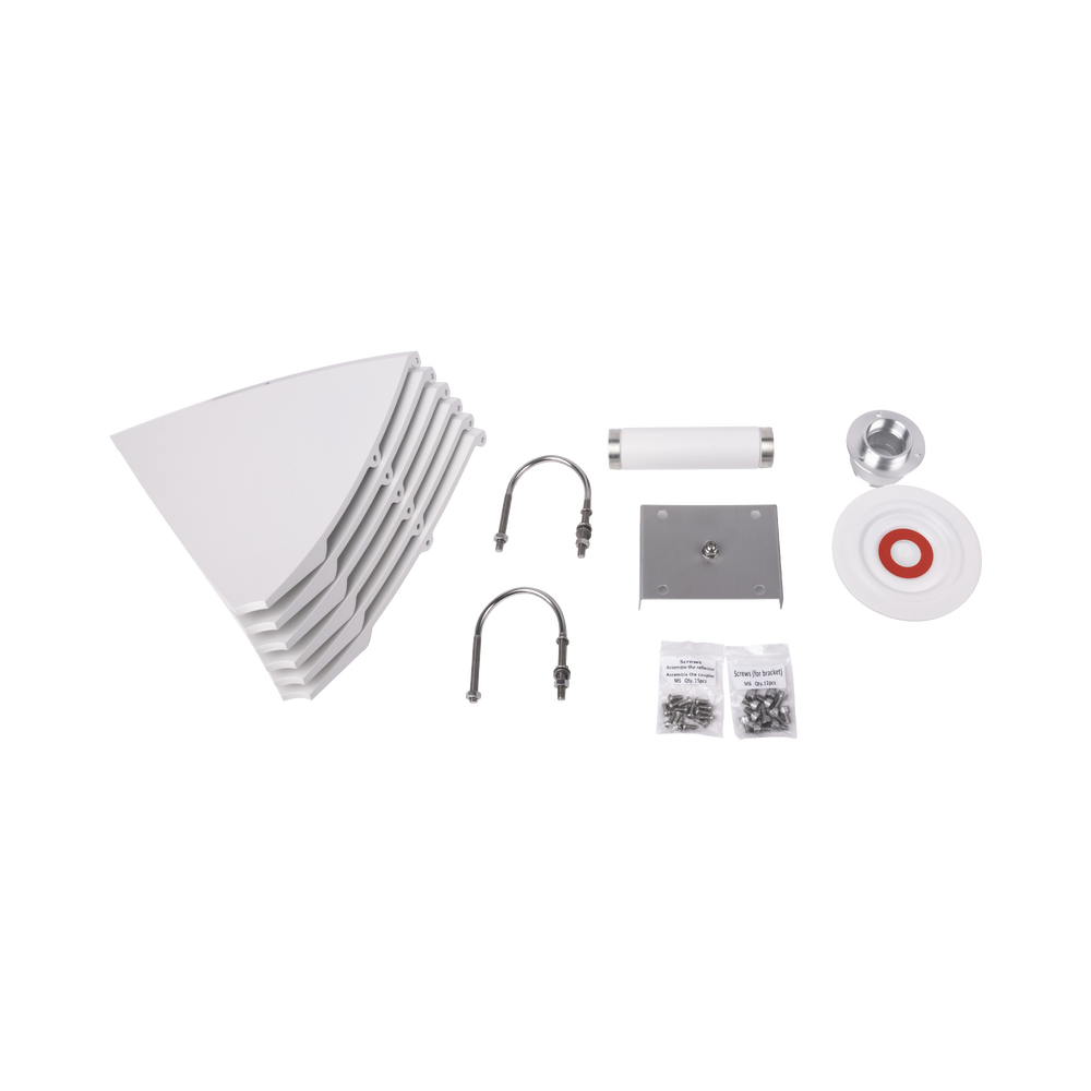 Antena direccional para C5x, B5X, Doble polaridad 45 ° y 90 °, 4.9 - 6.5 GHz, 2 ft, Ganancia de 30 dBi, Montaje incluido