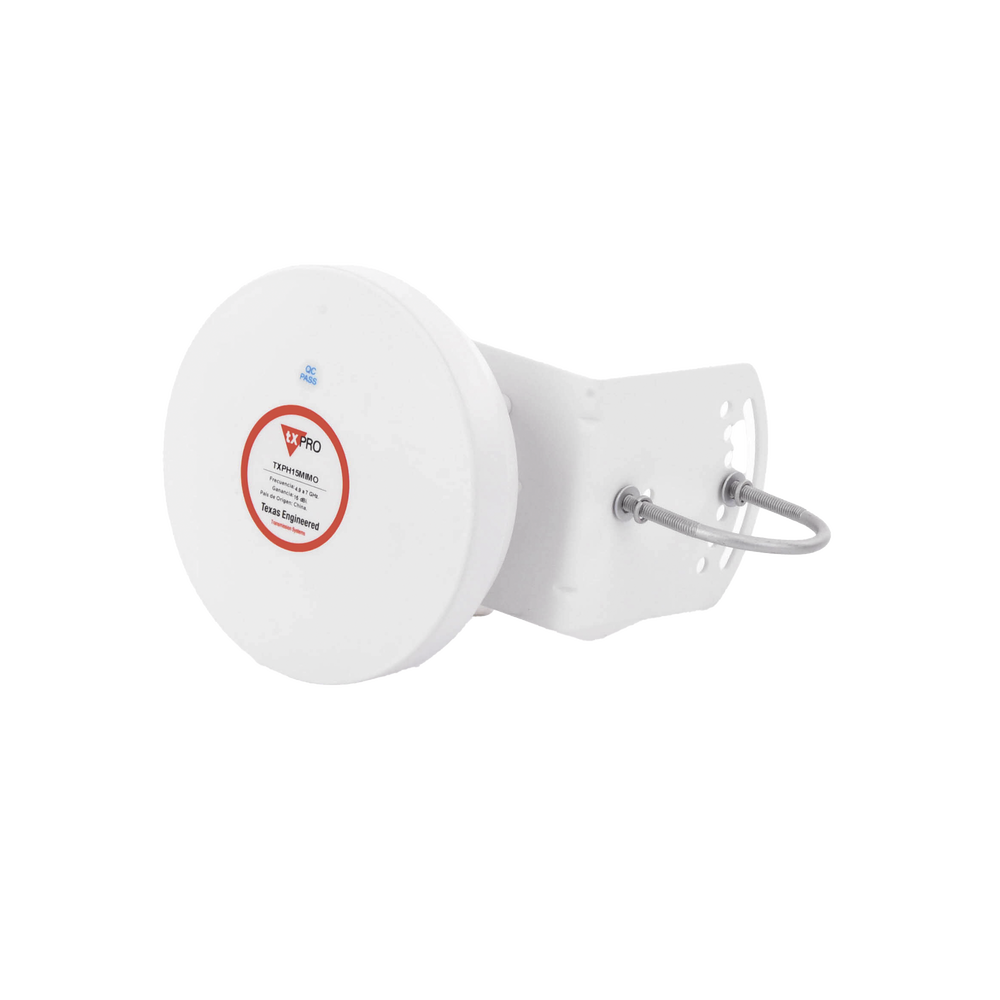 Antena Tipo Horn de 45 °, 15 dBi, 4.9 - 7GHz, Ideal para ambientes de alto ruido,  Tipo de conector RPSMA, con montaje y jumpers incluidos