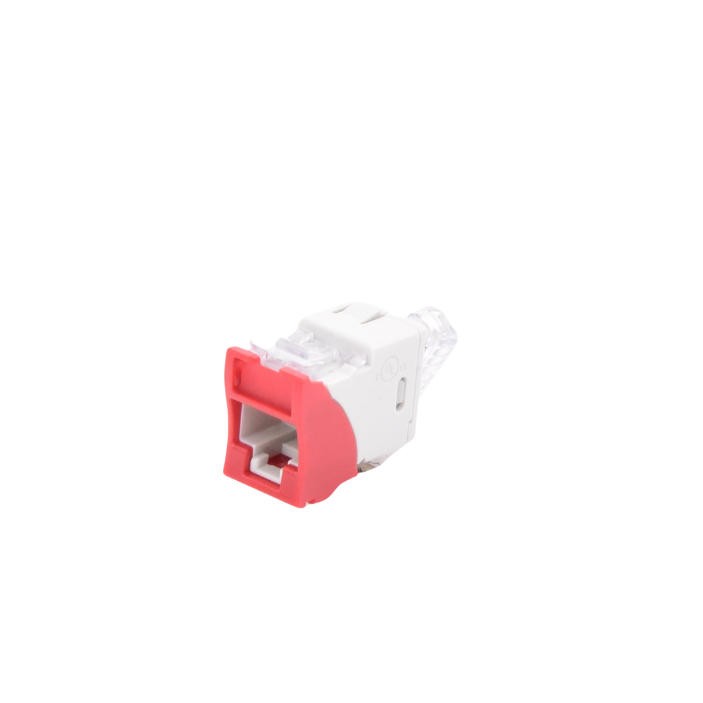 Jack Ultramax Cat5e, UTP, Montaje H�brido en Placa de Pared (Plano y Angulado), Color Rojo, Punch Down