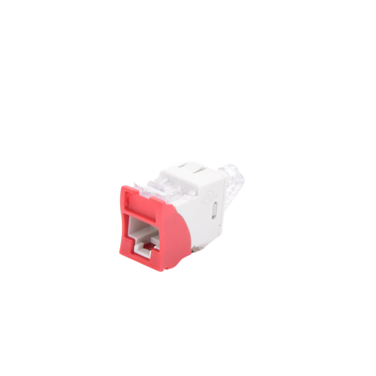 Jack Ultramax Cat5e, UTP, Montaje H�brido en Placa de Pared (Plano y Angulado), Color Rojo, Punch Down