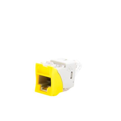 Jack Ultramax Cat5e, UTP, Montaje Híbrido en Placa de Pared (Plano y Angulado), Color Amarillo, Punch Down
