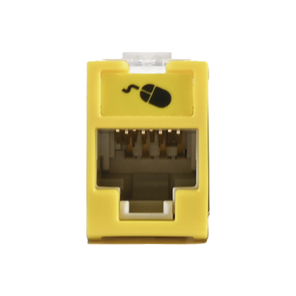 Jack Ultramax Cat5e, UTP, Montaje Híbrido en Placa de Pared (Plano y Angulado), Color Amarillo, Punch Down