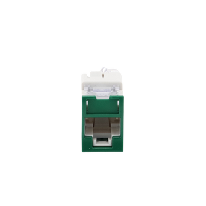 Jack UltraMAX Cat5e, UTP, Montaje Híbrido en Placa de Pared (Plano y Angulado), Color Verde, Punch Down