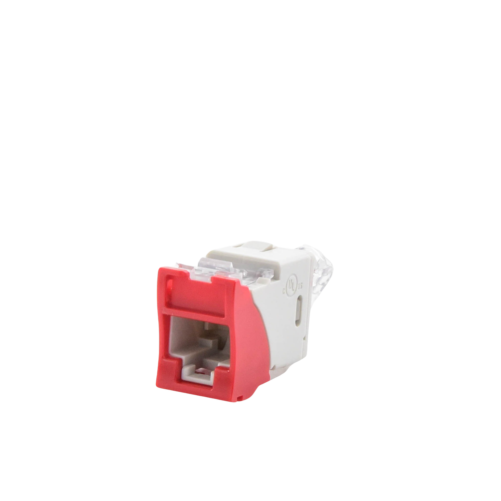 Jack Ultramax Cat6a, Utp, Montaje H�brido en Placa de Pared (Plano y Angulado), Color Rojo, Punch Down