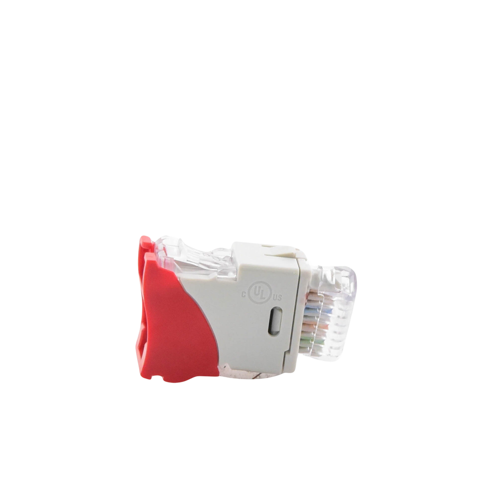 Jack Ultramax Cat6a, Utp, Montaje H�brido en Placa de Pared (Plano y Angulado), Color Rojo, Punch Down