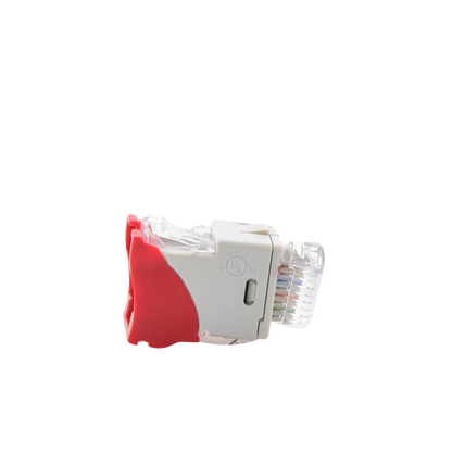 Jack Ultramax Cat6a, Utp, Montaje H�brido en Placa de Pared (Plano y Angulado), Color Rojo, Punch Down