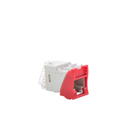 Jack Ultramax Cat6a, Utp, Montaje H�brido en Placa de Pared (Plano y Angulado), Color Rojo, Punch Down