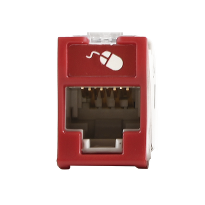 Jack Ultramax Cat6a, Utp, Montaje H�brido en Placa de Pared (Plano y Angulado), Color Rojo, Punch Down