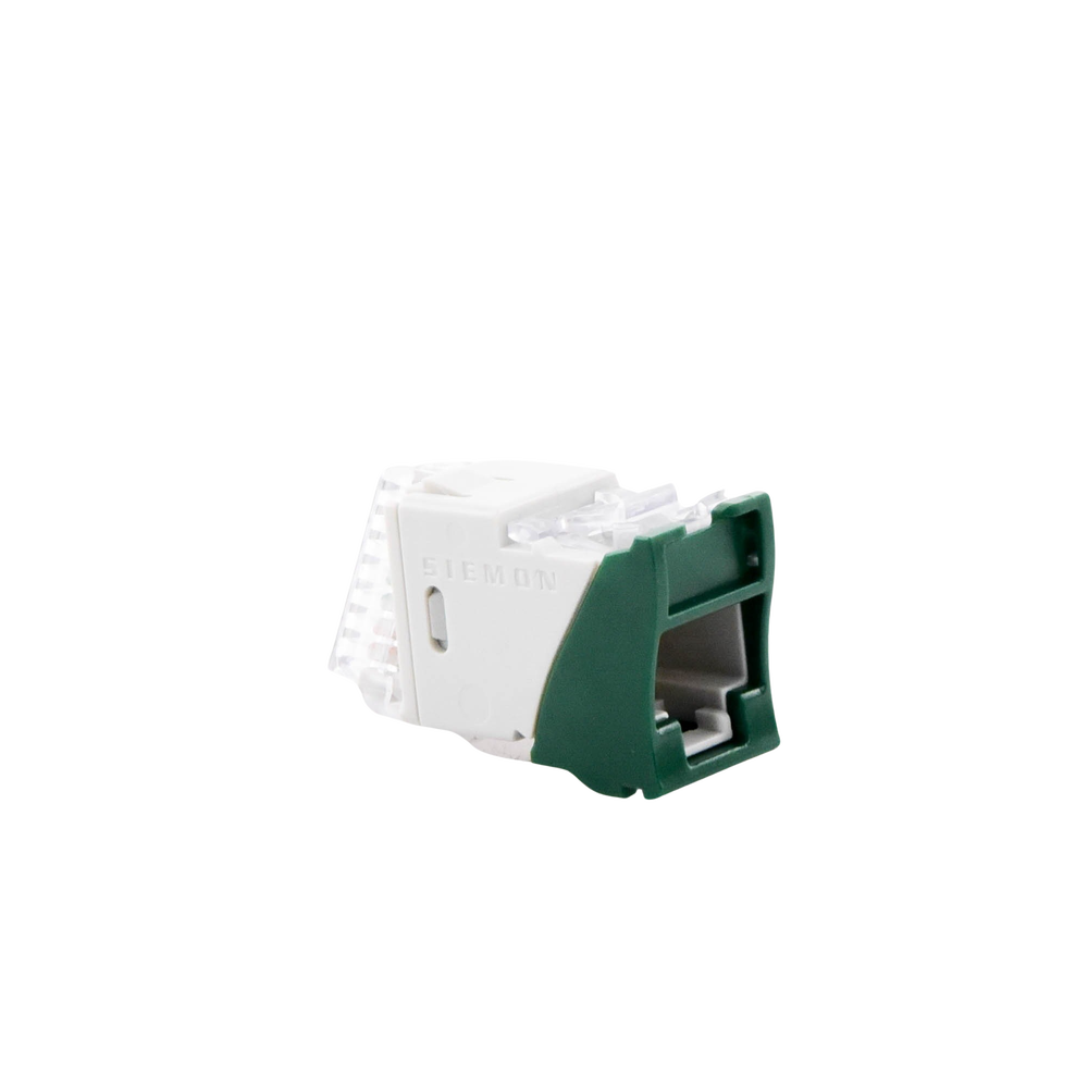 Jack Ultramax Cat6A, UTP, Montaje H�brido en Placa de Pared (Plano y Angulado), Color Verde, Punch Down
