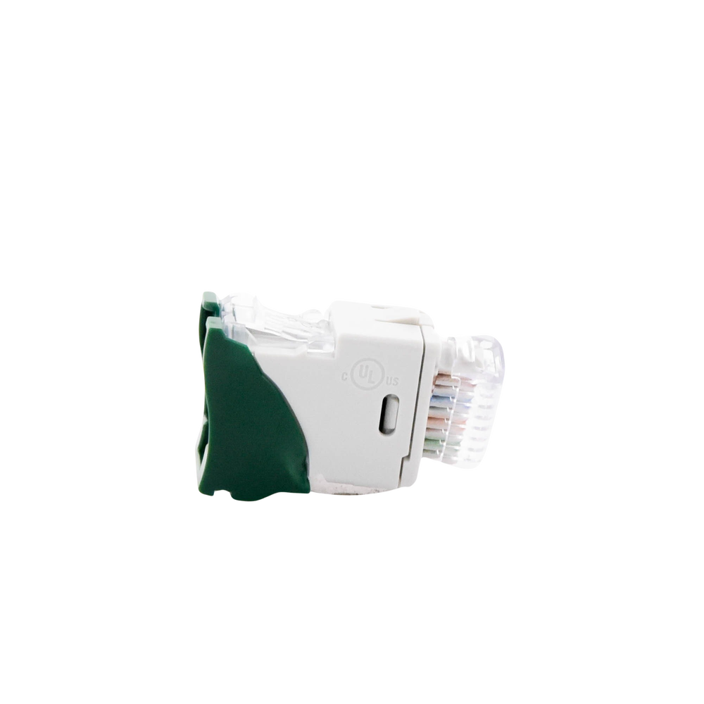 Jack Ultramax Cat6A, UTP, Montaje H�brido en Placa de Pared (Plano y Angulado), Color Verde, Punch Down
