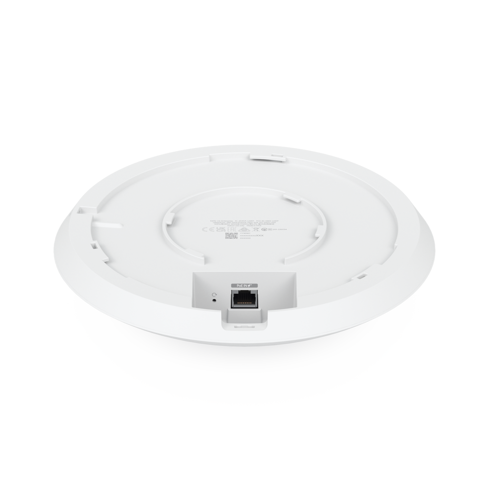 Punto de Acceso UniFi WiFi 6E Enterprise, alta densidad, hasta 600 usuarios, Mu-MIMO 4x4, bandas 2.4/5/6 Ghz, (1) puerto RJ45 2.5G (POE+ no incluido)