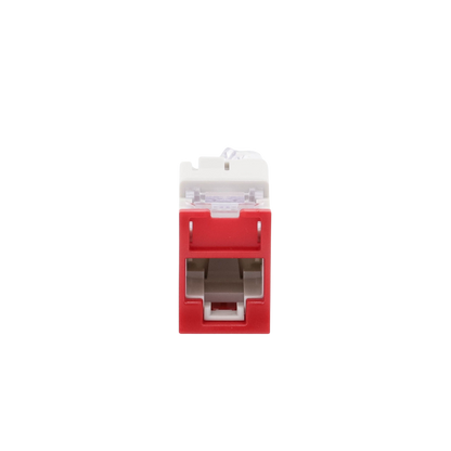 Jack Ultramax Cat6, UTP, Montaje Híbrido en Placa de Pared (Plano y Angulado), Color Rojo, Punch Down