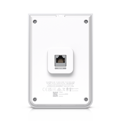 Access Point UniFi U6 In Wall/Montaje p/pared, WIFI 6 2.4 Y 5 Ghz, hasta 5.3 Gbps, 1 pto PoE In, 4 ptos secundarios (1 PoE Out)