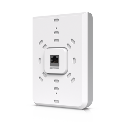 Access Point UniFi U6 In Wall/Montaje p/pared, WIFI 6 2.4 Y 5 Ghz, hasta 5.3 Gbps, 1 pto PoE In, 4 ptos secundarios (1 PoE Out)