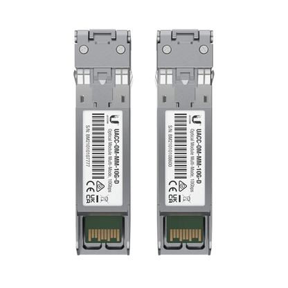 UFiber Módulo SFP+ 10G, transceptor MiniGibic MultiModo 10 Gbps, distancia 300m, conectores LC, paquete de 2 piezas