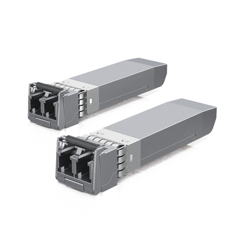 UFiber Módulo SFP+ 10G, transceptor MiniGibic MultiModo 10 Gbps, distancia 300m, conectores LC, paquete de 2 piezas