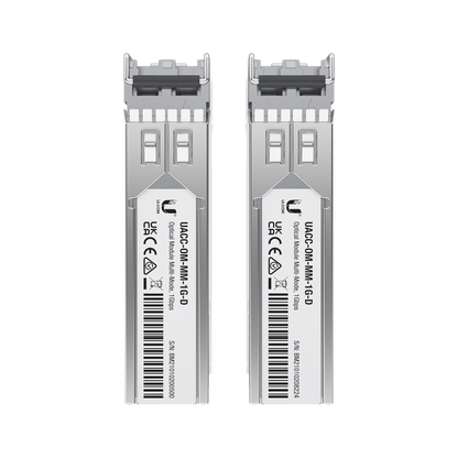 UFiber Módulo SFP, transceptor MiniGibic MultiModo 1.25 Gbps, distancia 550m, conectores LC, paquete de 2 piezas