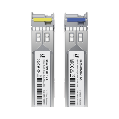 UFiber Módulo SFP, transceptor MiniGibic MonoModo 1.25 Gbps, distancia 3km, Simplex, un conector LC, incluye 2 tranceptores