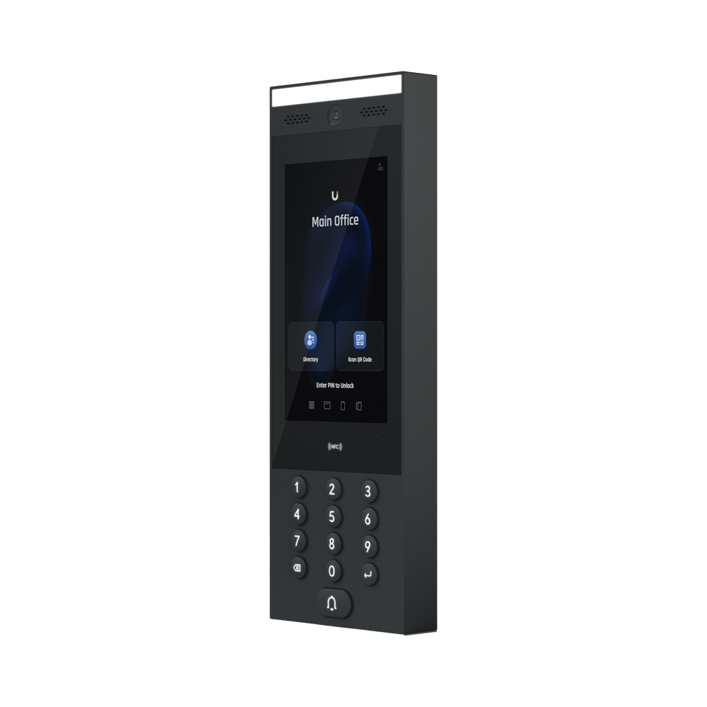 UniFi Intercom para interior/exterior IP65, Lector NFC y QR / Pantalla táctil 7", cámara, bocina y micrófono, sensor de movimiento, funciona con UniFi Access