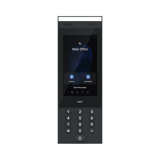UniFi Intercom para interior/exterior IP65, Lector NFC y QR / Pantalla táctil 7", cámara, bocina y micrófono, sensor de movimiento, funciona con UniFi Access