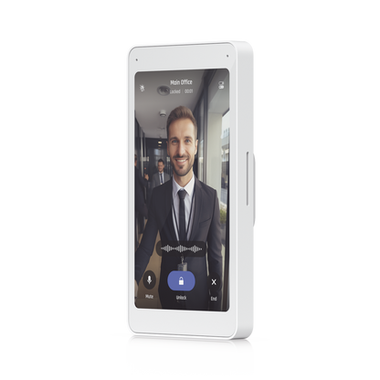UniFi Intercom Viewer, monitor que se vincula a UA-INTERCOM, para visualizar y aperturar, pantalla táctil de 5", energizado por POE, montaje en pared