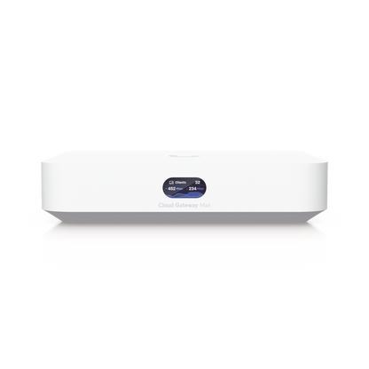 UCG Max Cloud Gateway de 2.5 GbE Compacto con Soporte para hasta 30 Dispositivos UniFi, 300+ Clientes, Enrutamiento IPS de 2.3 Gbps y Almacenamiento 512 GB de Memoria Interna