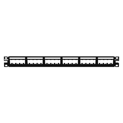 Panel de Parcheo Modular Mini-Com (Sin Conectores), Ultimate ID�, Plano, Sin Blindaje, Con Etiqueta y Cubierta, de 24 Puertos, 1UR