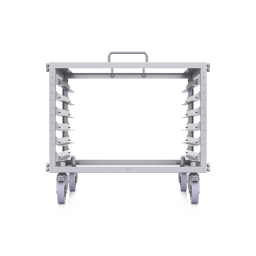 Rack Abierto 6U Compacto y Apilable sin Herramientas para Equipos UniFi, Ensamblaje Toolless, Ruedas con Seguro y Expansión a 12U con Kit de Apilado