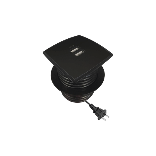Caja Cuadrada Multy USB con 2 Puertos USB y Cable de Corriente Color Negro