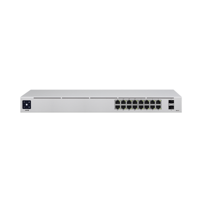 UniFi Switch USW-16-POE Gen2, Capa 2 de 16 puertos (8 puertos PoE 802.3af/at + 8 puertos Gigabit) + 2 puertos 1G SFP, 42W, pantalla informativa