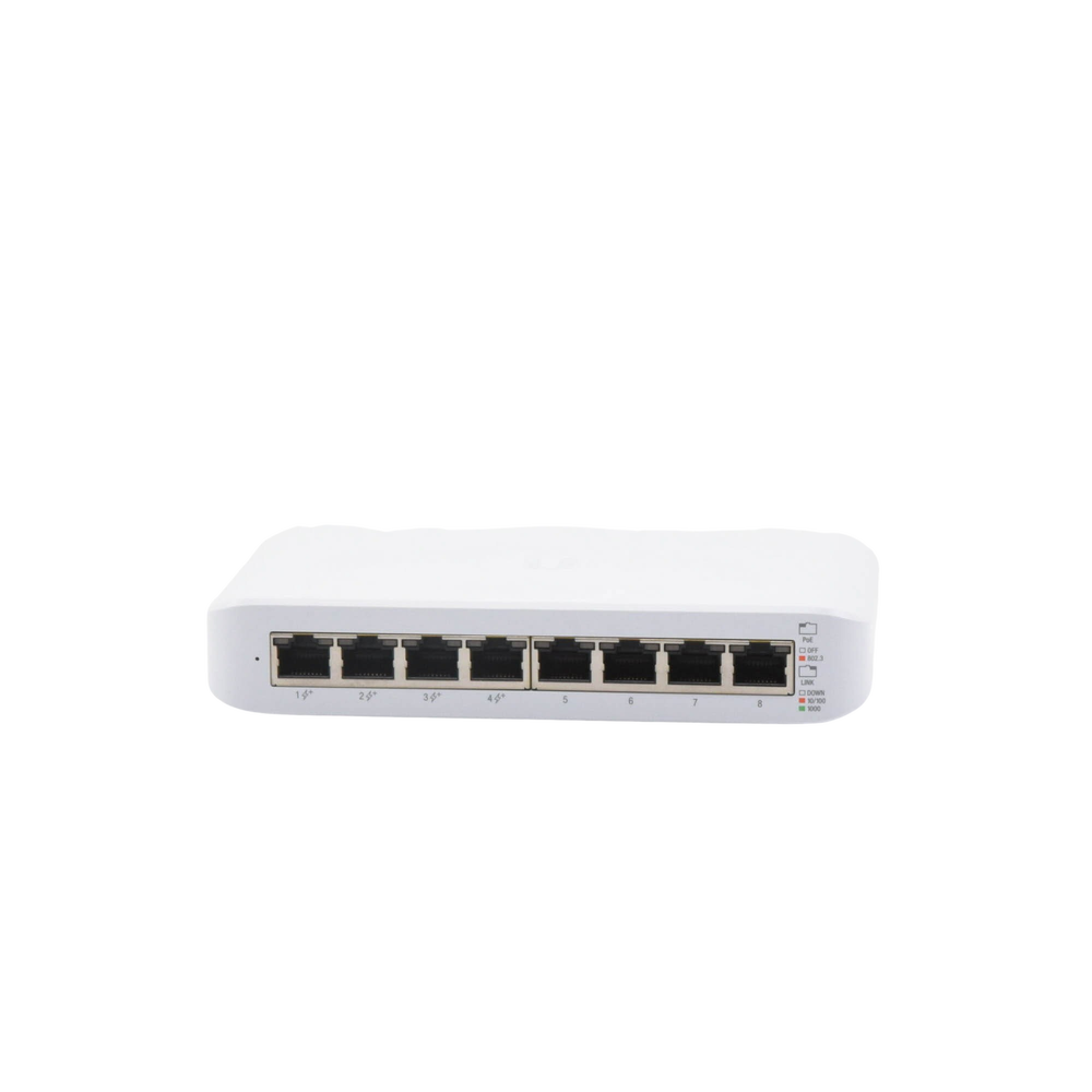 Switch UniFi Lite Administrable PoE de 8 Puertos 10/100/1000 Mbps (4 puertos 802.3af/at), 52 W