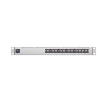 UniFi Switch PRO Aggregation Capa 3 para fibra óptica con 28 puertos SFP+ (10G) y 4 puertos SFP28 (25G), pantalla informativa