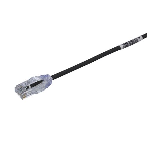 Cable de Parcheo TX6, UTP Cat6, Diámetro Reducido (28AWG), Color Negro, 0.5 Metros (1.64 Pies)