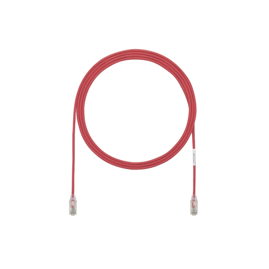 Cable de Parcheo TX6, UTP Cat6, Diámetro Reducido (28AWG), Color Rojo, 3.05 Metros (10 Pies)