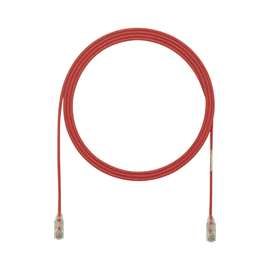 Cable de Parcheo TX6, UTP Cat6, Diámetro Reducido (28AWG), Color Rojo, 3.66 Metros (12 Pies)