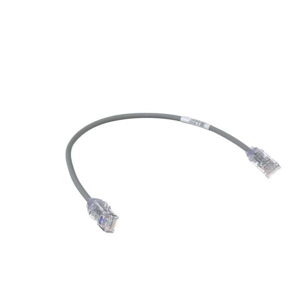 Cable de Parcheo TX6, UTP Cat6, Diámetro Reducido (28AWG), Color Gris, 0.30 Metros (1 Pie)