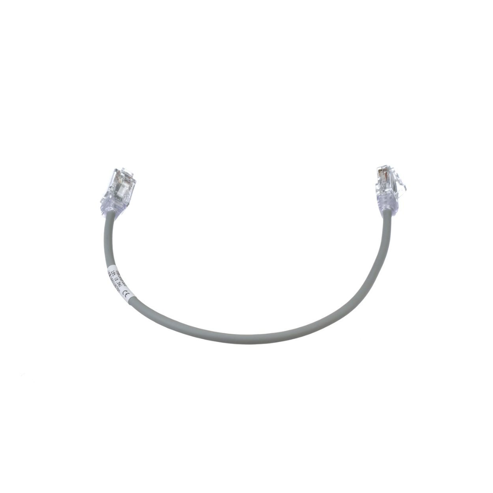 Cable de Parcheo TX6, UTP Cat6, Diámetro Reducido (28AWG), Color Gris, 0.30 Metros (1 Pie)