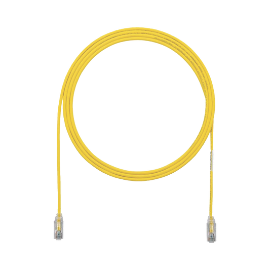 Cable de Parcheo TX6, UTP Cat6, Diámetro Reducido (28AWG), Color Amarillo, 0.3 Metros (1 Pie)