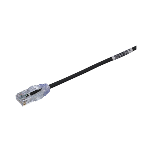 Cable de Parcheo TX6, UTP Cat6, Diámetro Reducido (28AWG), Color Negro, 6.1 Metros (20 Pies)